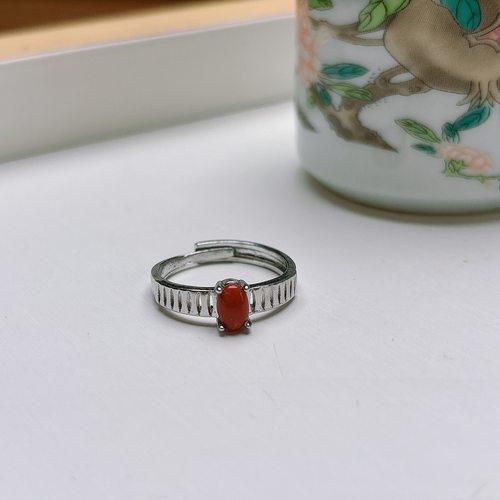 南红复古椭圆红宝石戒指