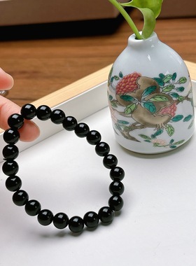 天然黑曜石手链圆珠串珠手串男女款饰品