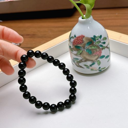 天然黑曜石手链男女款