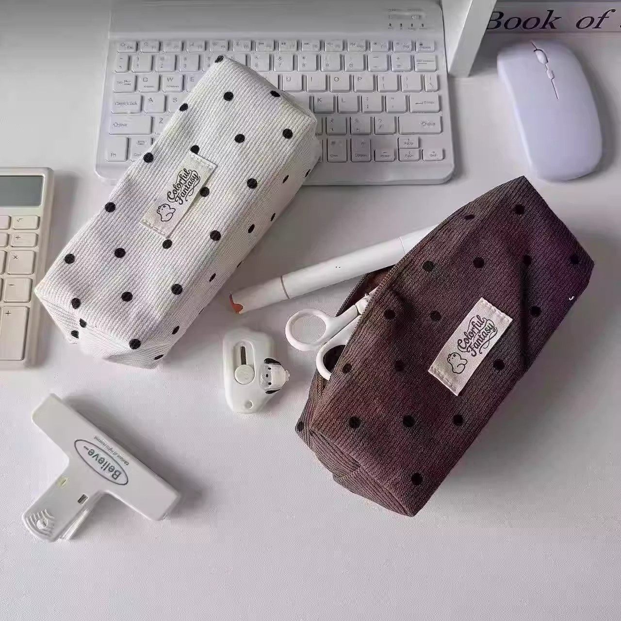 韩系简约波点笔袋ins高颜值学生大容量文具收纳袋铅笔盒收纳笔袋,模玩/动漫/周边/娃圈三坑/桌游,动漫挂件/文具,淘宝优惠券,粉丝福利购,淘宝优惠卷