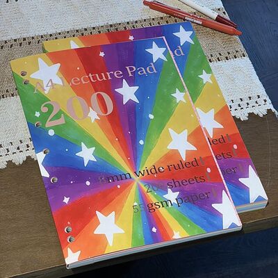 Lecture元气星星彩虹A4薄脆本学生彩页横线手账本考研练习草稿本