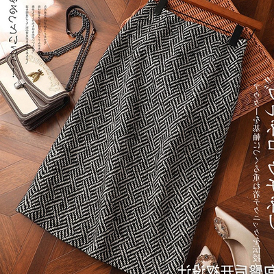 冬款半身裙格子裙包臀裙中长款