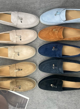 【渠道顶板】超软~乐福鞋女lp一脚蹬单鞋真皮平底休闲懒人流苏扣