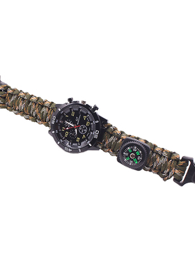 野外户外求生装备伞绳生存手环刀多功能手链防身指南针战术手表