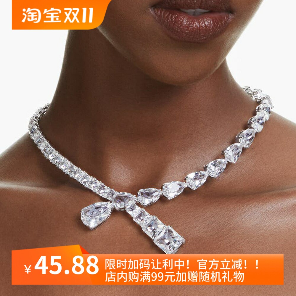 欧美大牌设计重工经典交叉项圈梨形水滴满钻项圈满钻项饰necklace