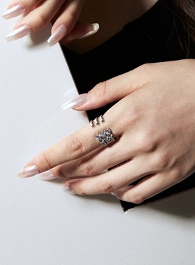 新款S925纯银活口锆石戒指女ins风高级感开口可调节戒指银饰