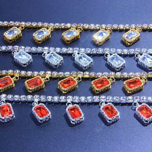 cc欧美水晶彩色宝石吊坠项链