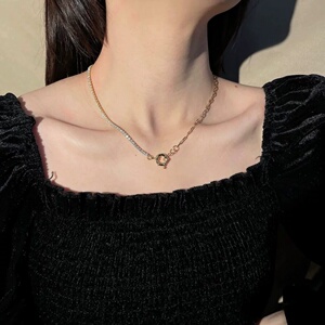 跨境饰品S925银项链女拼接排链条锁骨链时尚欧美风轻奢小众ins风
