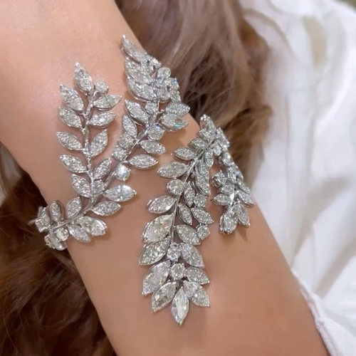 欧美跨境个性锆石手镯可调节开口重工手镯手臂环首饰品 Bracelet