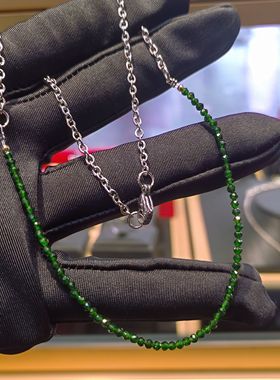 梦境森林绿野仙踪星钻花切祖母绿2mm精致灵动细腻闪光项链锁骨链