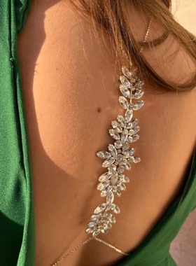 欧美现代感前后双戴叶子形身体链简约气质胸链性感背链body chain