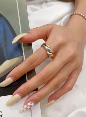 925银水波纹不规则组合戒指女日韩时尚轻奢ins小众设计冷淡风指环