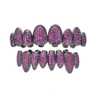 欧美气场Rapper满钻微镶锆石八齿嘻哈牙套hiphop彩色大金牙GRILLZ