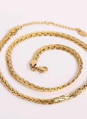 欧美龙骨基础链条配件项链叠戴带配饰铜电镀18k金锁骨链中性风