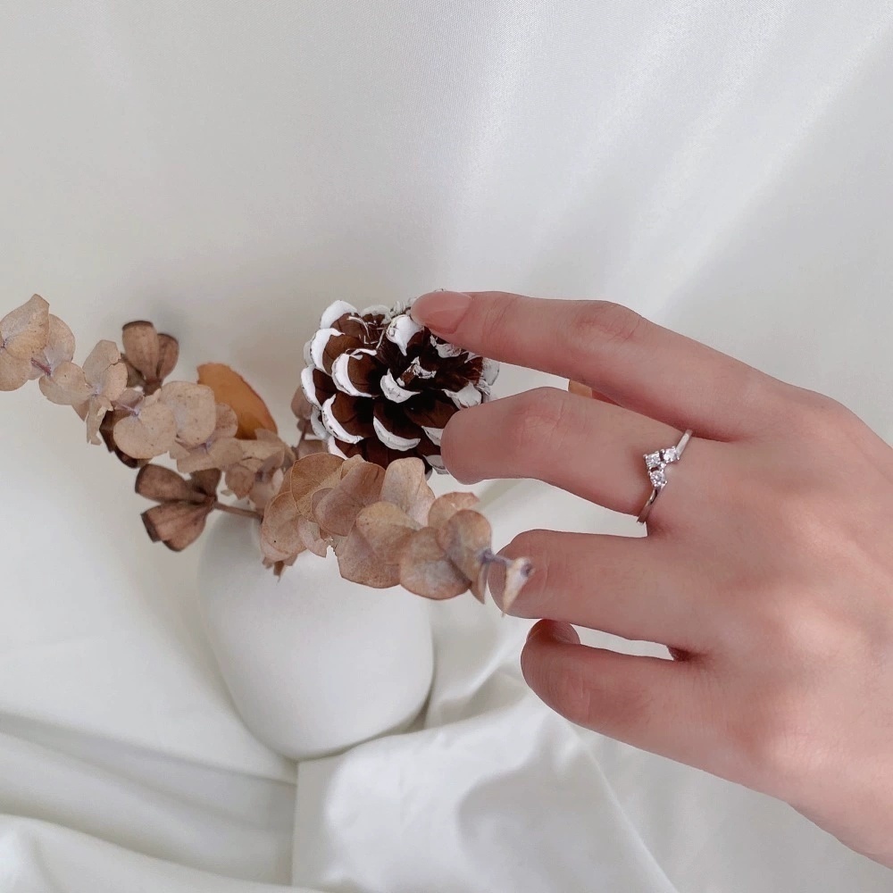 欧美热卖新款三角皇冠戒指s925创意简约纯银女士戒指饰品