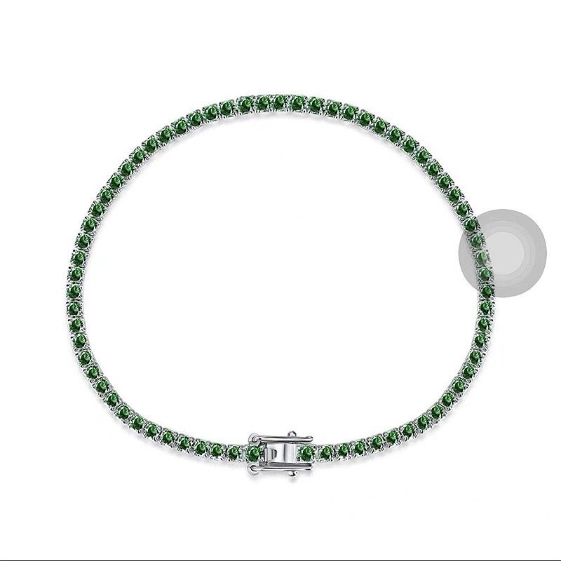 欧美经典s925纯银手链女彩色网球链单排镶钻锆石满钻手串手镯