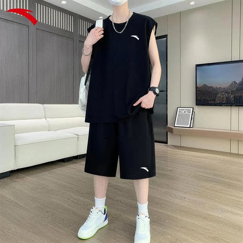 安踏速干运动套男背心短裤两件套