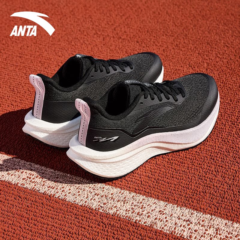 安踏马赫6代SE女跑鞋2026春季新款专业运动鞋网面透气黑色跑步鞋