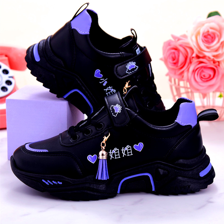 少女孩皮面学生运动鞋春秋跑步鞋