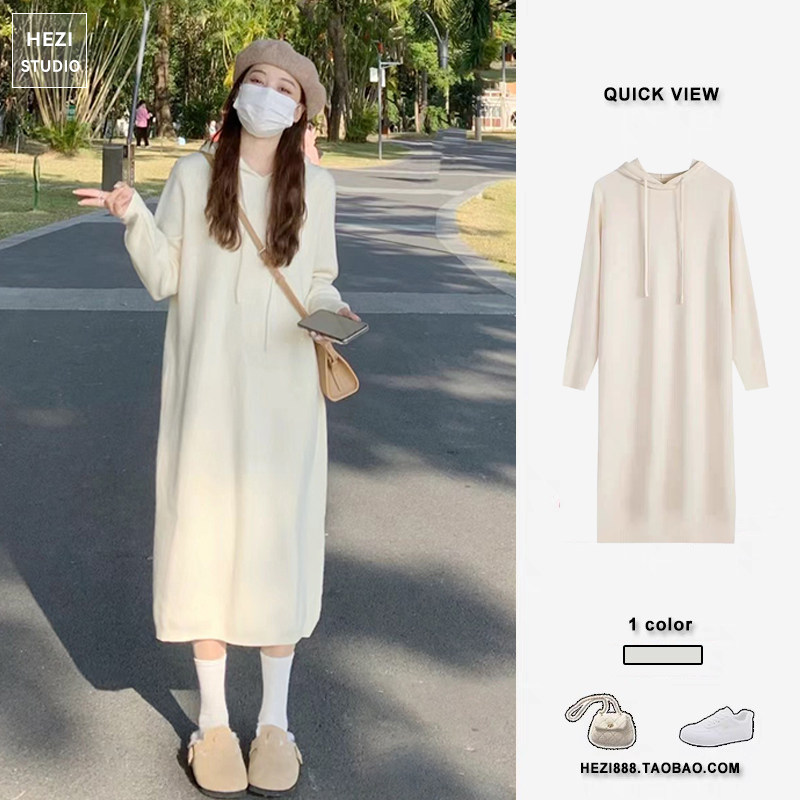 松弛感a字针织毛衣卫衣连衣裙女