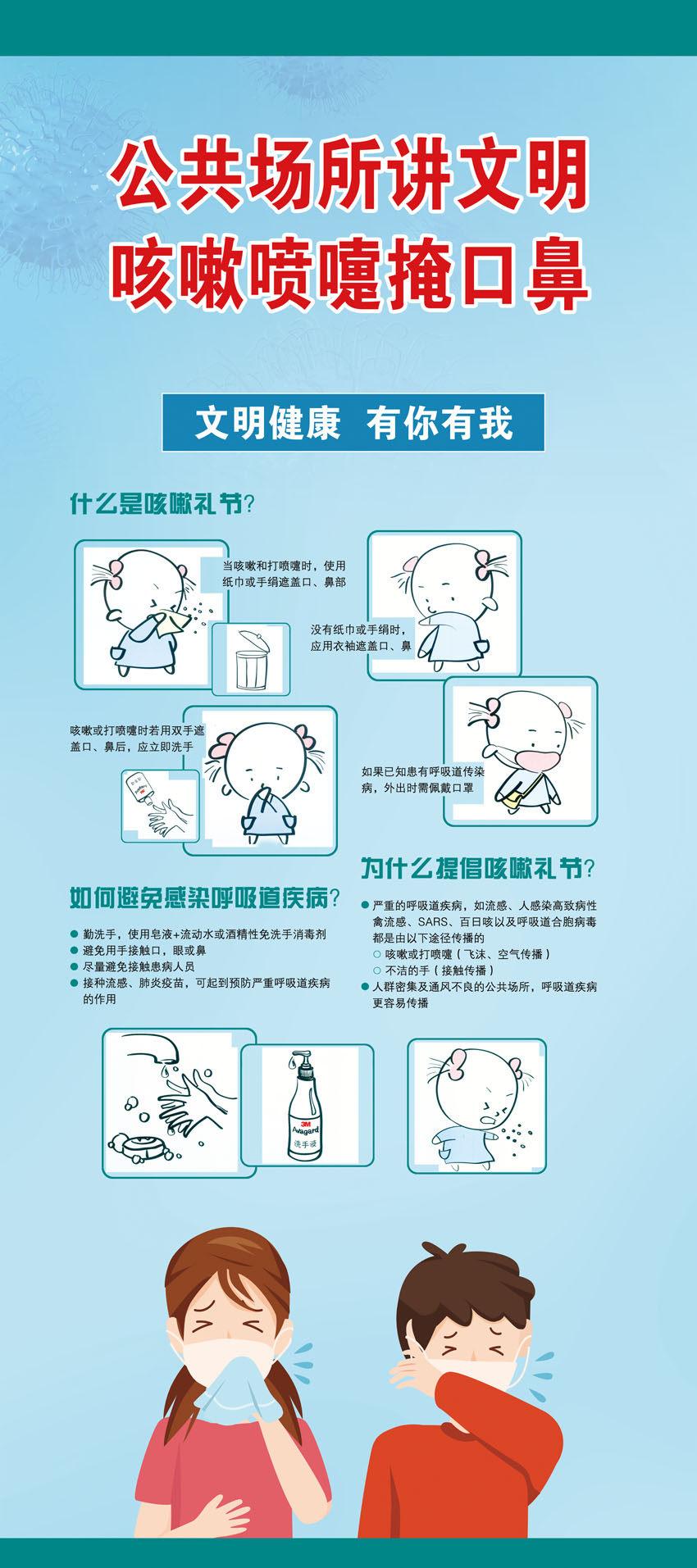770文明健康有你有我公共场所咳嗽礼仪378海报定制印制展板写真