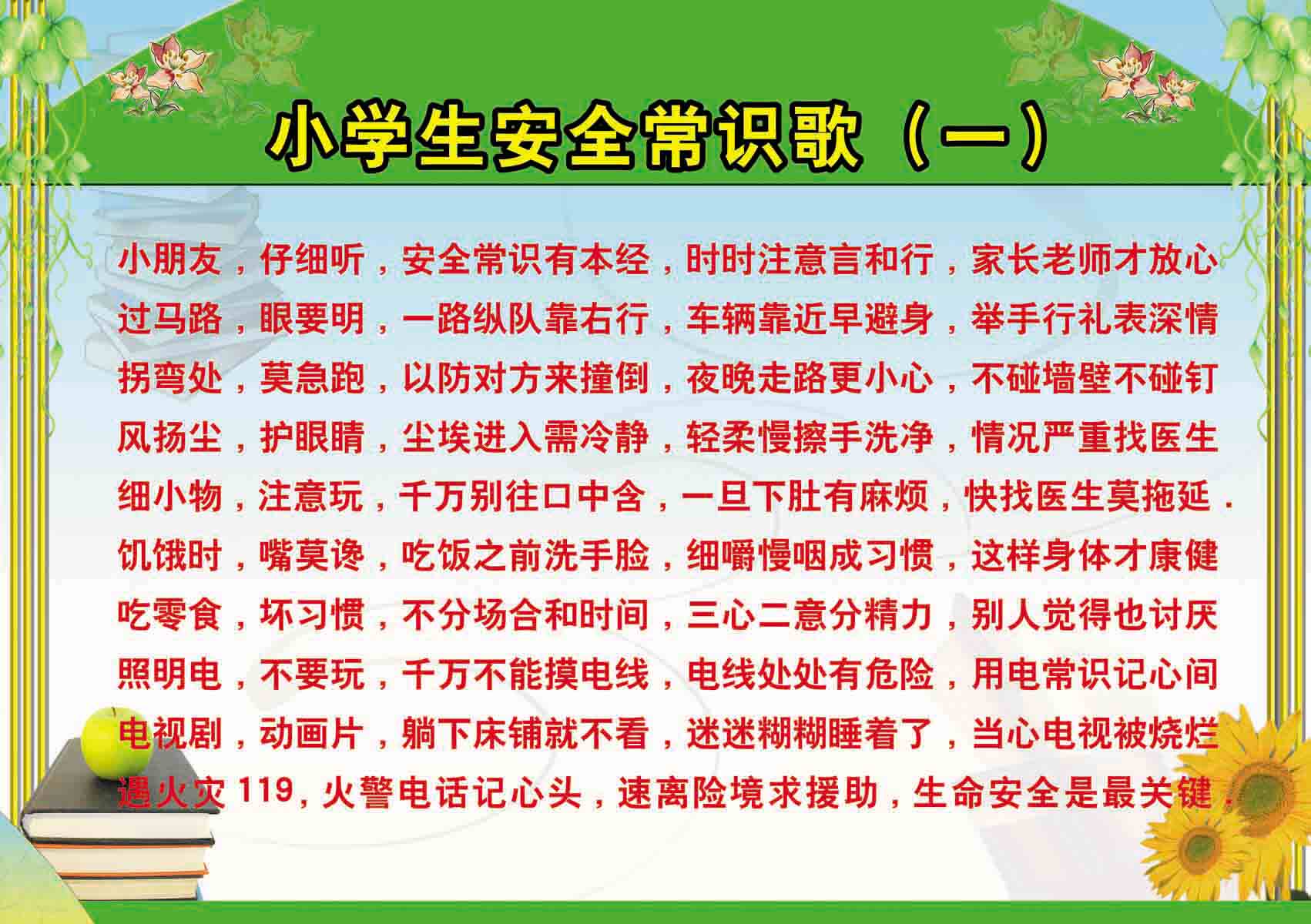 341画布海报展板喷绘素材贴纸1445小学生安全常识歌