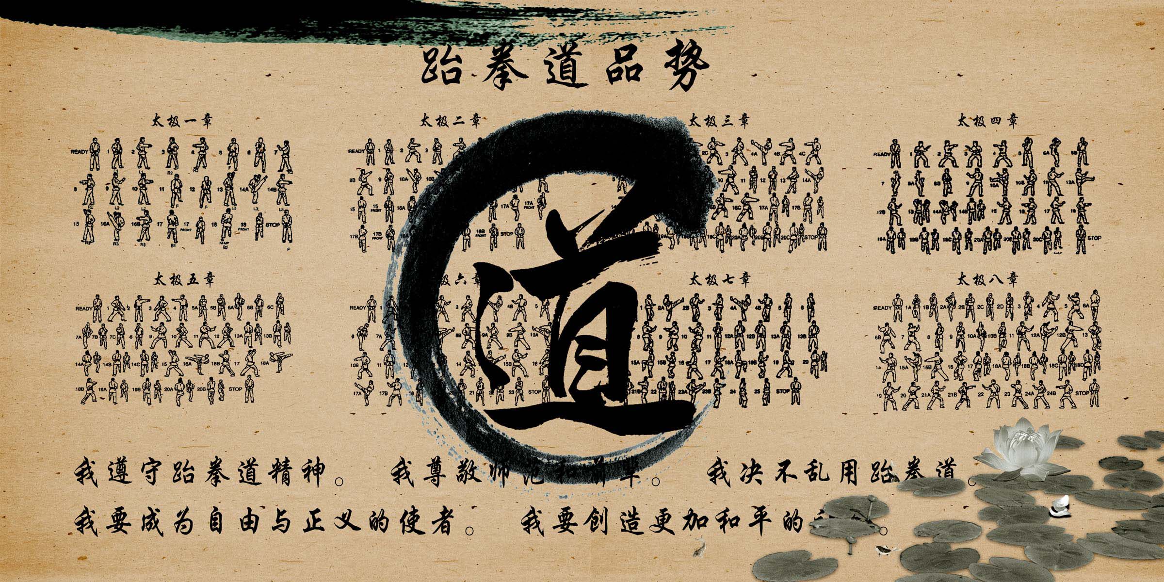 141居家海报展板喷绘贴纸素材13跆拳道品势 太极八章
