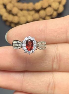 活口戴妃石榴石戒指新款特价促销