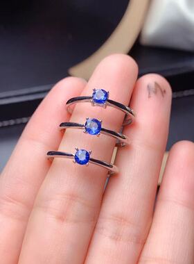 3mm小宝石纯银镀18k白金精致戒指