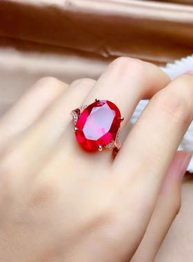 鸽血红925银结婚夸张戒指特价