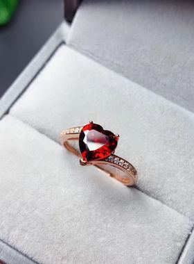 925银心形支持复检红宝石戒指