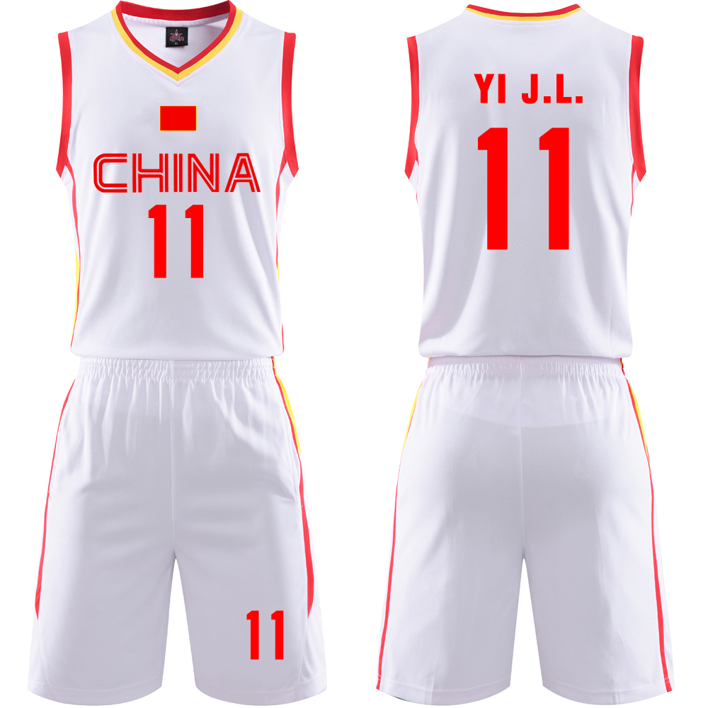 姚明易建联中国男篮国家队篮球比赛训练服套装定制印刷预选赛白色 运动/瑜伽/健身/球迷用品 篮球服 原图主图