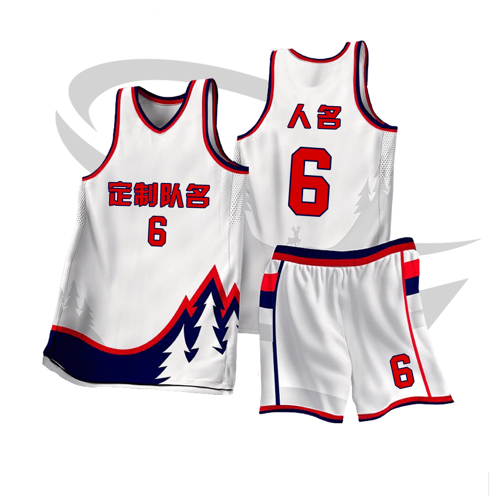 全身数码定制印刷成人儿童篮球服套装球衣比赛训练队服JA0246白红