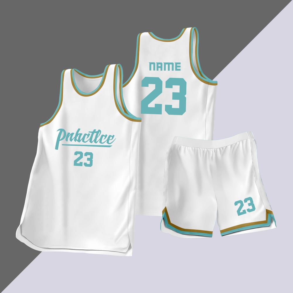 全身数码定制印刷成人儿童篮球服套装球衣比赛训练队服LB108 白色