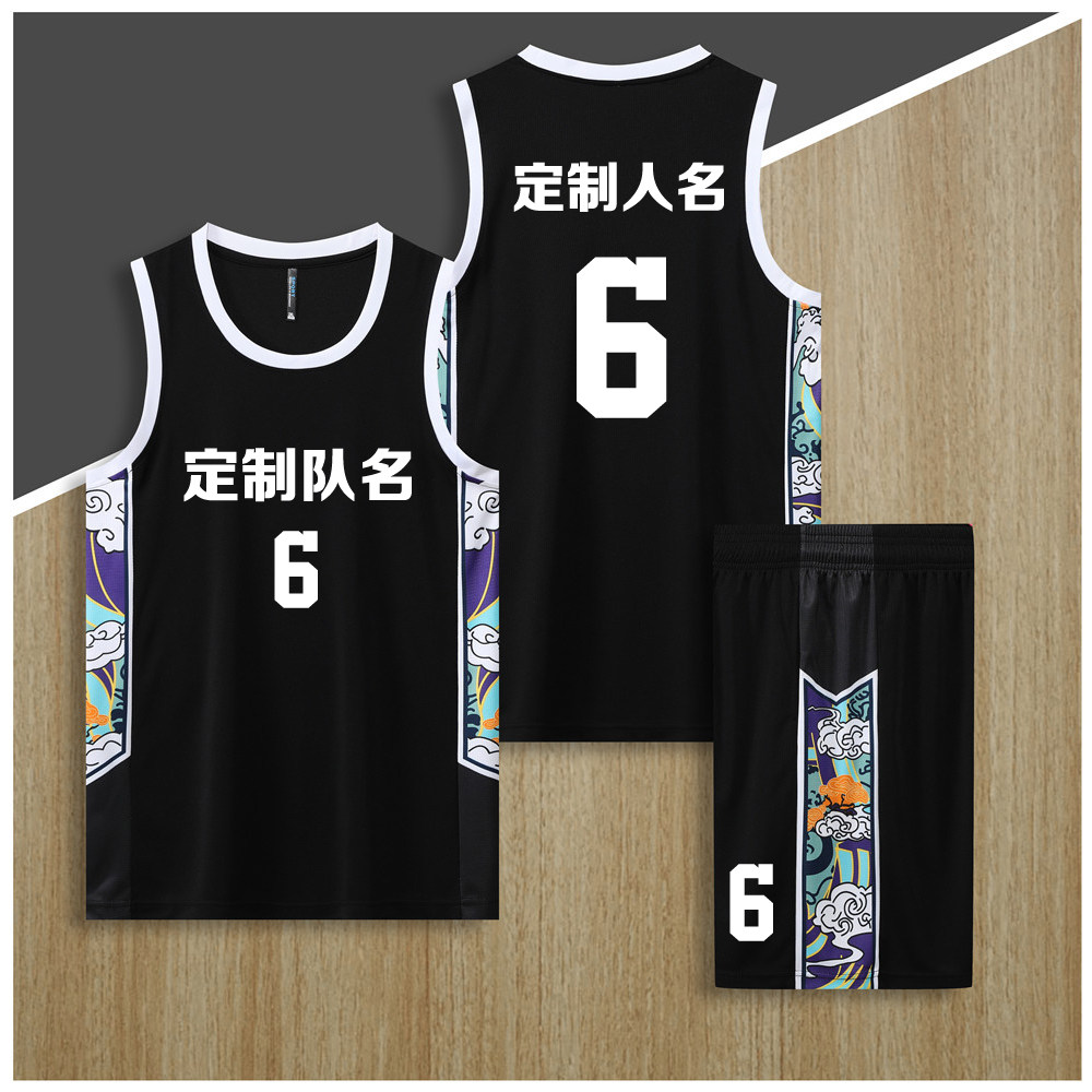 篮球服套装定制球队比赛训练服中大学生队服背心运动球衣8207黑色