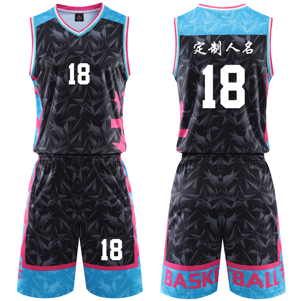 成人儿童篮球服套装球衣夏季背心比赛训练队服定制印字 218黑色