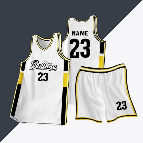 全身数码定制印刷成人儿童篮球服套装球衣比赛训练队服LB111 白色