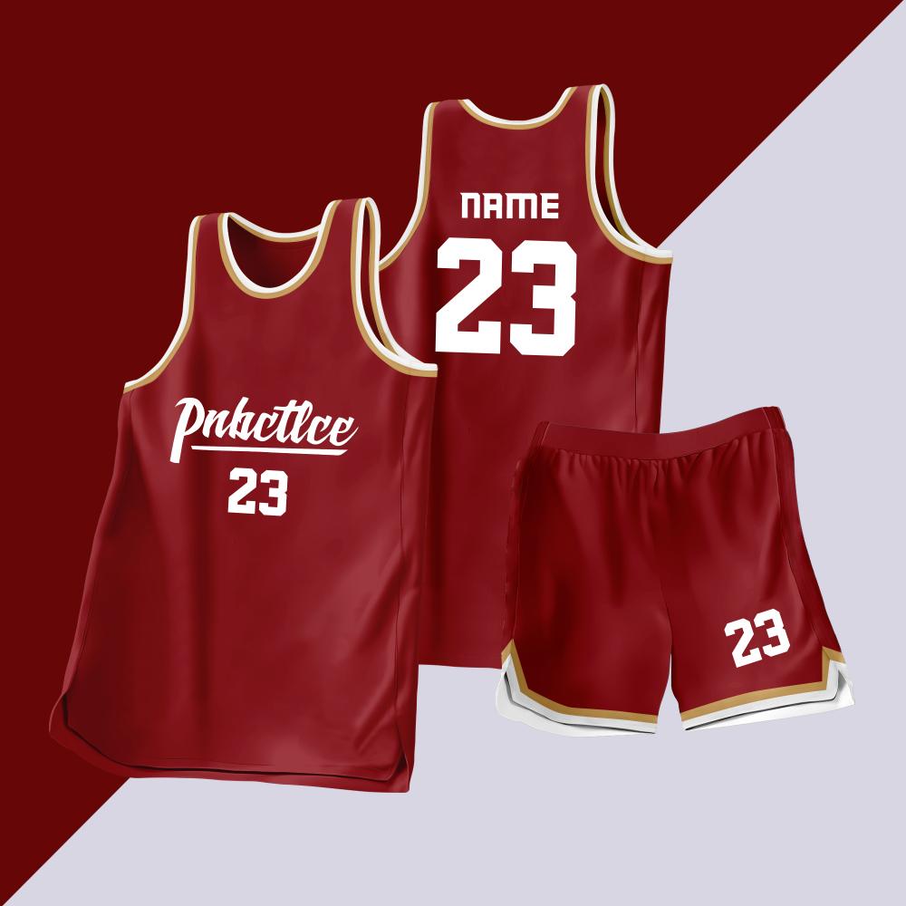 全身数码定制印刷成人儿童篮球服套装球衣比赛训练队服LB108 红色