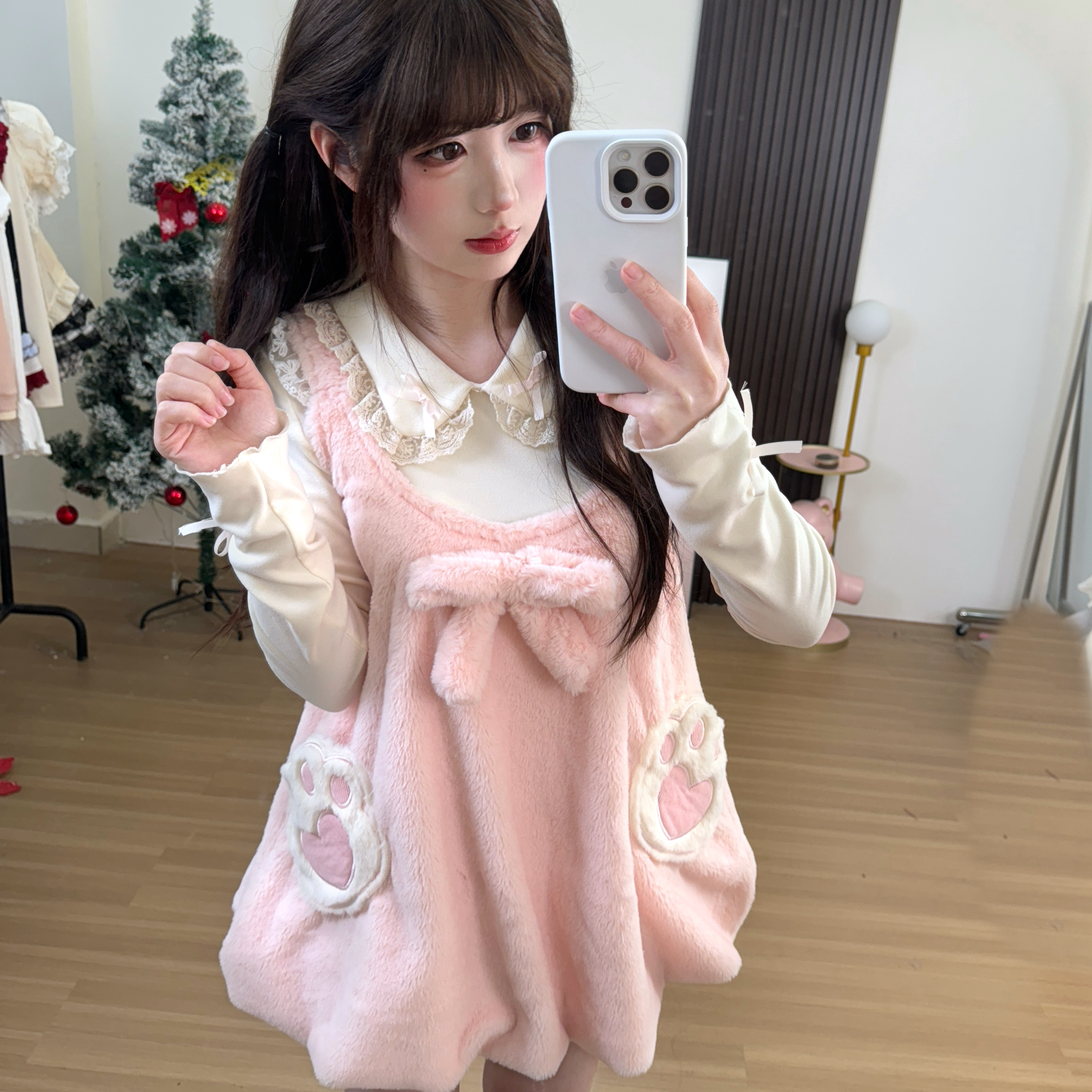 【小蚊同学】喵系甜妹可爱风娃娃领针织上衣毛绒娃娃裙秋冬套装女,女装/女士精品,时尚套装,淘宝优惠券,粉丝福利购,淘宝优惠卷