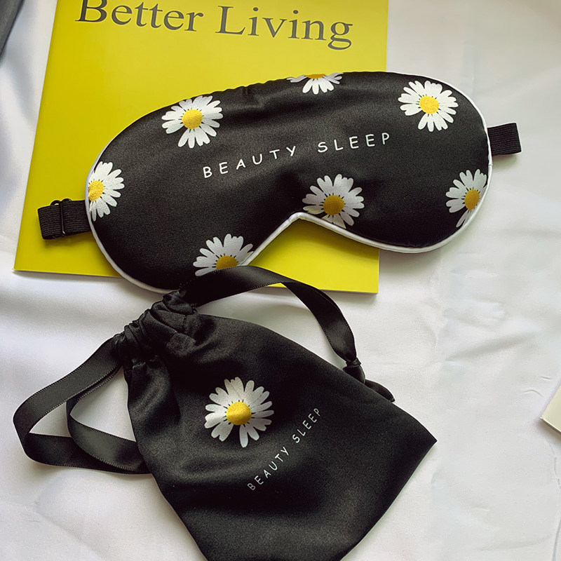 小雏菊丝滑睡眠遮光眼罩缎面仿真丝可调节松紧带冰袋眼罩睡觉透气