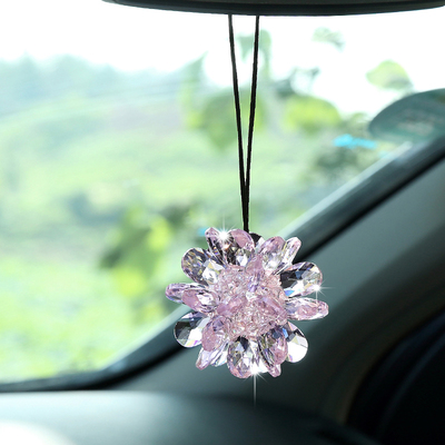 网红粉色漂亮手工编织汽车挂件