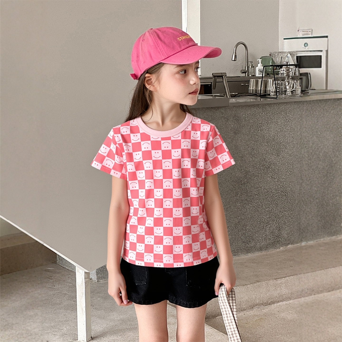 2025夏季新款童装 韩版儿童纯棉运动短袖t恤女童印花中小童上衣薄