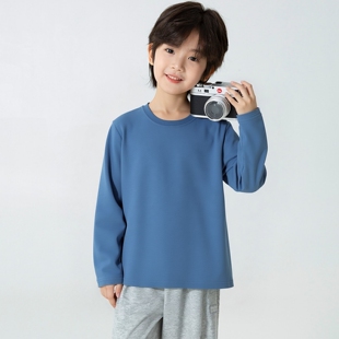 中大童品牌童装2026春季款男孩纯棉打底衫女韩版儿童纯色长袖T恤