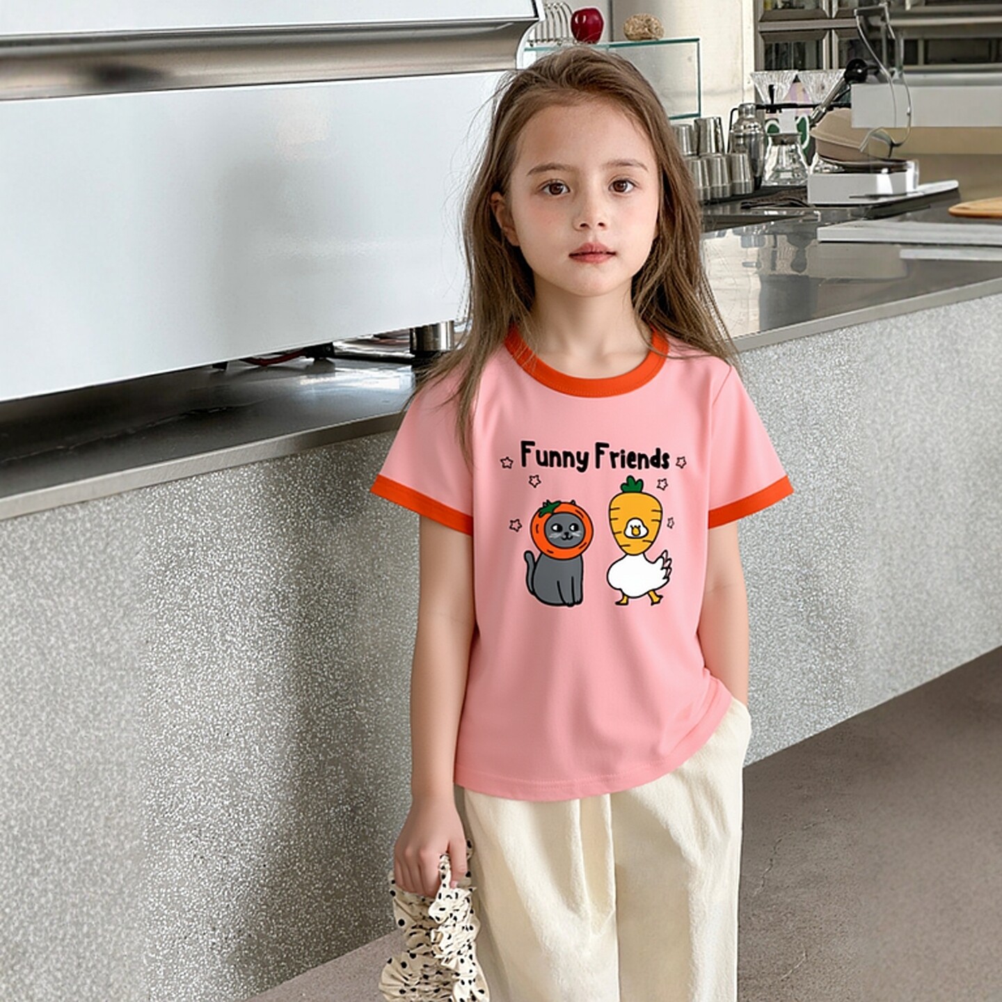 27home品牌夏季儿童纯棉短袖T恤衫 女孩韩版童装卡通印花宝宝衣服