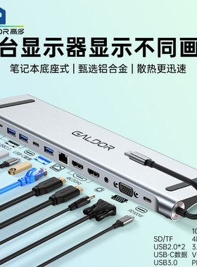 跨境 12合一扩展坞 网卡MST多屏异显适用于苹果华为电脑 拓展坞