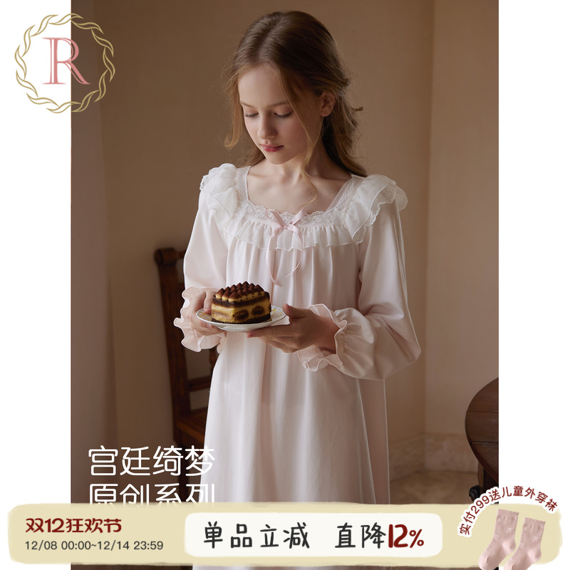 女童法式公主宫廷风家居小白裙