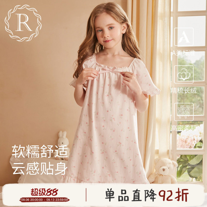 女童夏天睡裙a类纯棉新款可外穿图片