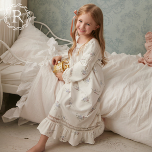 法式 睡衣女孩宝宝家居服 纯棉长袖 Rosetree女童公主睡裙儿童春秋季