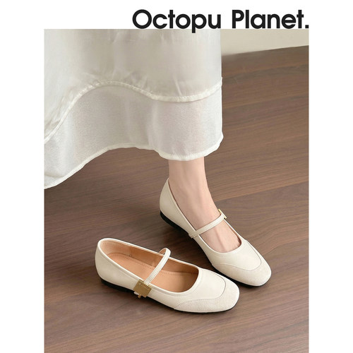 法式复古风方头玛丽珍鞋女平底芭蕾舞鞋一字带百搭时尚单鞋