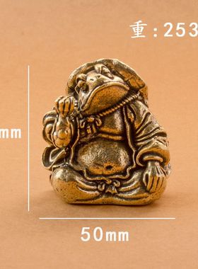 纯黄铜做旧蛤蟆大师摆件家居客厅书房桌面复古小摆件装饰茶宠礼品